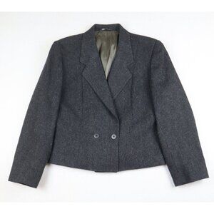 VINTAGE WOMEN S DARK GRAY WOOL BLAZER JACKET - FIELD S CHOICE - SIZE 12P